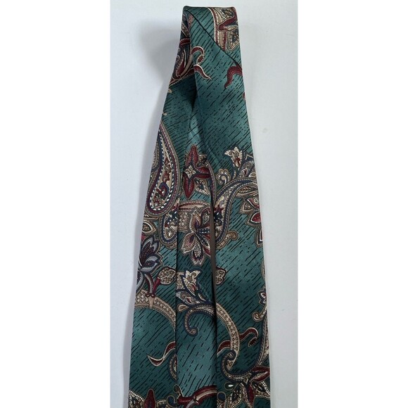 American Traditions Men's Necktie Green/Burgundy Paisley 56.5" x 4" - Picture 6 of 6